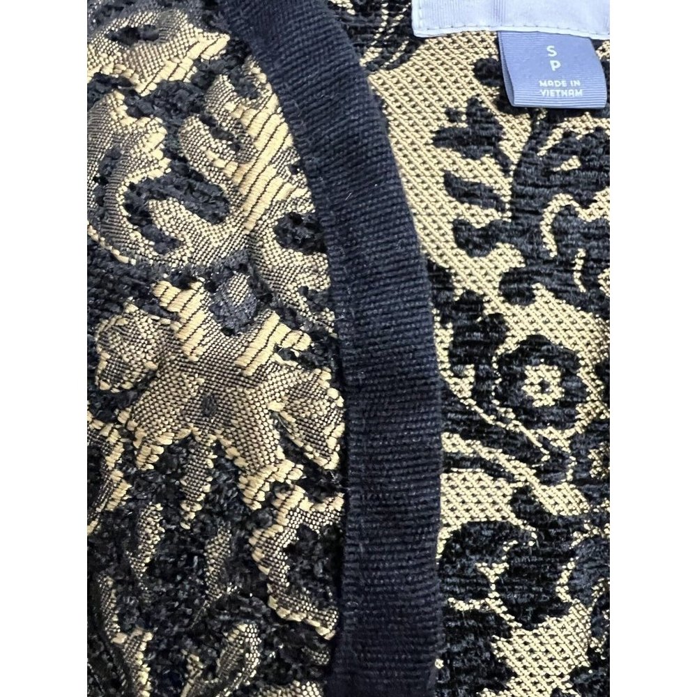 Women Brocade Jacket Sz S Black Gold Open Front Formal Party Elegant Jacquard - Picture 5 of 7